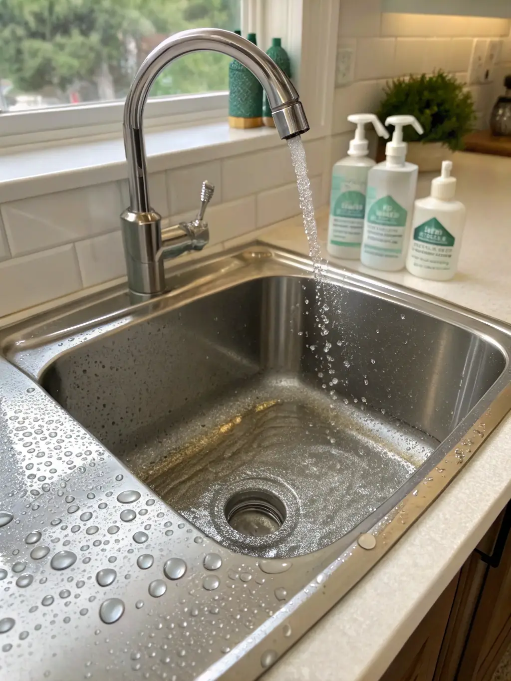 An image of a sparkling clean faucet and sink, highlighting the reduced mineral buildup and easier cleaning associated with soft water from Pure Water Innovations.