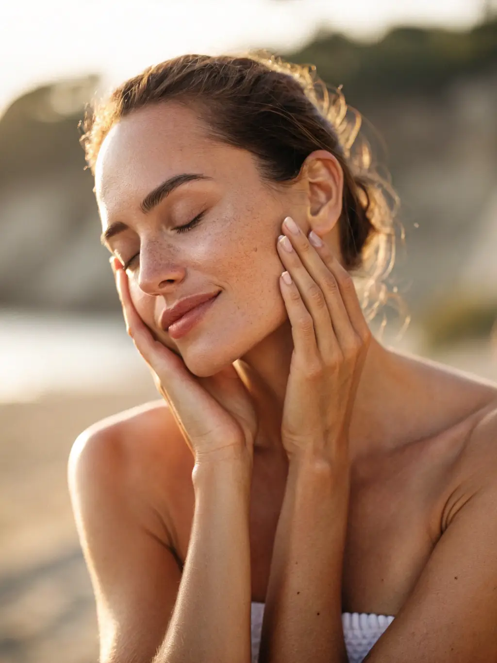 A close-up shot of a person's hand gently touching soft, smooth skin, emphasizing the benefit of softer skin from using soft water provided by Pure Water Innovations.